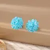 Pendientes de Flor de Hortensia de Cristal Azul Frescos y Dulces, Pendientes de Moda de Gama Alta Estilo Dopamina de Verano para Vacaciones para Mujeres