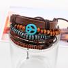 Pulsera de cuentas verano y otoño 2024 símbolo de la paz piel de vaca combinación multiraíz venta al por mayor directa Yiwu