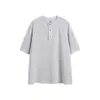 Yidao Vintage 2026 Verano Nuevo Tendencia Retro Japonesa Estilo Old Money Texturizada Holgada Cuello Henley Manga Corta Camiseta para Hombre