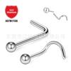 Piercing para nariz de titanio F136, accesorio para nariz en forma de bola, varilla en forma de S, varilla en forma de L, transfronterizo, aleación de titanio G23, joyería para piercing corporal, anillo para nariz