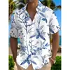 Camisa de Manga Corta con Estampado Floral Vintage para Hombre Verano Estilo Hawaiano Casual Camisa tipo Cárdigan con Cuello Campana