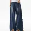 Jeans lavados estilo retro americano para hombre y mujer, pantalones de verano rotos desgastados, pantalones acampanados casuales versátiles de alta costura