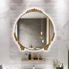 Espejo de Baño Retro Francés Arqueado Espejo Inteligente LED Lujo Accesible Espejo de Tocador Espejo Decorativo Tallado Europeo Espejo de Pared