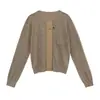 Suéter de Punto COMOS CMS 2026 Otoño Color Block Vintage Cuello Redondo para Mujer, Top Básico Casual Adelgazante 260275
