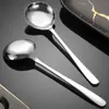 Cuchara de Acero Inoxidable 304 de Moda para Postre de Restaurante, Cuchara de Mesa Simple para Café y Miel con Mango Largo para el Hogar