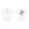 Camiseta Casual de Manga Curta com Estampa, Marca Tendência de Comércio Exterior Transfronteiriço Stone Four-Way Island, Camiseta Básica Solta com Gola Redonda para Casais, Homens e Mulheres