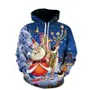 Sudadera Navideña para Hombre de Primavera y Otoño, Papá Noel con Impresión Digital 3D, Sudadera con Capucha Holgada de Moda para Hombre y Mujer
