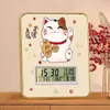 Reloj Electrónico Ruyi de Caqui Decoración de Escritorio Sala de Estar Dormitorio Silencioso Reloj de Escritorio Inteligente Despertador Set Foto de Escritorio