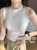 H520 Regata Canelada Gola Redonda Camisola Feminina Cobertura Lateral Bojo Roupa Externa Roupa Íntima Top Sem Mangas Camada Base Atacado Transmissão Ao Vivo Quente