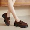 Zapatos de Algodón Versátiles Retro Estilo Británico Mocasines de Terciopelo y Cuero Nobuck Zapatos Birkenstock Otoño e Invierno Zapatos Pequeños de Cuero