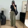 ¡Pantalones Dori Dn de Carambola! Jeans Retro Gris Verde Musgo Costura Lateral a Medida Parcheado Corte Curvo Petite Talla 26 Nuevos