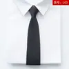 Fabricante Corbata Negra para Hombre Rayas Azul Corbata de Negocios Nudo Perezoso Corbata con Cremallera sin Nudo Venta al por Mayor en Stock
