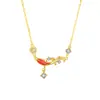 Collar Tichia Original de Plata de Ley S925 de Buena Suerte con Pez Koi para Mujer Nuevo Estilo Chino Cadena para Clavícula de Moneda de Cobre Cepillado de Lujo Ligero
