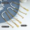 Pulseira Simples de Presente para Namorada de Meninas Corrente Banhada a Ouro Aço Titânio Beads de Pérola de Água Doce Estilo Retrô Resistente à Cor Joia de Mão