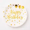 Venta caliente transfronteriza vajilla para fiestas punto dorado plato de papel desechable plato de papel para fiestas suministros de decoración traje