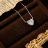 Prata Esterlina S925 Pingente Coração Romântico de Um Quilate Corrente de Clavícula de Nicho de Luxo Leve de Alta Qualidade Colar de Coração com Zircônia para Mulheres