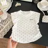 2026 Nuevo Estilo Camiseta de Verano para Niñas Dulce de Lunares Manga Corta Algodón Puro Elegante Versátil Ropa Infantil