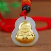 Kuaishou fornecimento ao vivo bebê crianças pingente de jade com incrustação de ouro jade Hetian ouro puro Guanyin Buda vendas diretas de fábrica