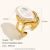 Pendientes de Imitación de Perla Estilo Barroco Transfronterizos Europeos y Americanos Verano Acero Inoxidable de Gama Alta Chapado en Oro de 18K Anillo Francés Personalizado