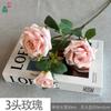 Rosa de 3 cabeças ramo único ângulo rosa de alta qualidade decoração de chão para casa flor artificial jardim fábrica direta flor flor de seda