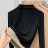 Camiseta Interior de Seda y Cachemira para Mujer, Nueva Ropa para Mujer 2025, Camiseta de Manga Larga con Cuello Alto, Capa Interior Cálida, Top que Ceñe la Cintura