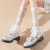 Calcetines de Tirantes Yifan People Verano Nuevos Calcetines de Pantorrilla Cruzada para Mujer Medias de Seda Blanca Encaje Lolita
