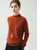 Suéter de cuello semi-alto 100% cachemir puro para mujer, nuevo suéter base de punto ajustado para otoño e invierno, suéter de cachemir de manga larga