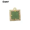 WT-P1994 colgante de piedra cuadrada pequeña multicolor natural incrustación de circonita gancho único joyería pendientes accesorios