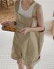 Caqui Algodón Trabajo Tirante Mujer Verano Suelto Adelgazante Recto Bolsillo Grande Casual Pierna Ancha Shorts Modernos