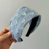 Diadema de Mezclilla Vintage Desgastada para Mujer, Versátil, que Aumenta la Altura, de Ala Ancha, Accesorio para el Cabello de Alta Gama para Salir