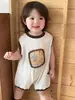 Elegante Mameluco para Bebé Niño de Un Año Ropa Infantil con Estampado de Dibujos Animados Sin Mangas Body Verano Estilo Coreano Traje para Gatear al Aire Libre para Niños