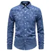 Amazon Transfronteiriça 2026 Nova Camisa Masculina de Manga Longa Retrô com Estampa de Borboleta e Flor Moda Jovem Cardigã Casual