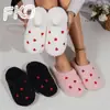 Nuevas Zapatillas de Felpa con Cabeza de Corazón Talla Grande para Mujer Invierno Cálidas de Interior Zapatos de Casa de Peluche de Moda Versátiles Zapatillas de Algodón