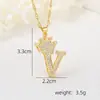Accesorios de Collar con Letra de Zirconia Incrustada de Cobre Nuevo Transfronterizo Hip-Hop Doble Capa Corona Colgante de 26 Letras Inglesas