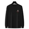 Alihu otoño para hombre nuevo algodón licra de doble cara color sólido cuello redondo manga larga exquisito bordado suéter casual para hombre