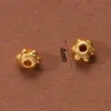 Accesorios Antiguos Vietnamitas de Oro de Arena Alta Retención de Color Cuentas Espaciadoras Colgante de Zirconio Incrustado de Durazno Cadena de Extensión para Pulsera y Collar Joyería DIY