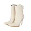 Botas de mujer de talla grande de corte bajo, estilo europeo y americano transfronterizo, 35-41, punta fina, suela de goma antideslizante suave, cremallera trasera, botas Martin de tacón alto