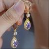 Elegante Requintado Moda Versátil Roxo Cristal Durian Brincos Personalidade Feminina Design Sense Ear Fivela Nicho Brincos de Gota de Água