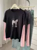 Camiseta de Manga Larga con Bloques de Color de Pony de Dibujos Animados para Mujer, Nueva Moda Versátil Elegante de Principios de Primavera 2026