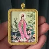 Colgante Thangka de Zorro de Nueve Colas Dorado Pintado a Mano Amuleto Budista Collar Caja Gawu Guanyin Zaki Lamu Thangka