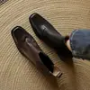 Achados de Luxo em Promoção~ Couro Bovino Lavado de Primeira Camada de Alta Qualidade Novo Estilo Salto Bloco Elegante Versátil Botas Curtas para Mulheres em Tamanhos Grandes