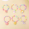 Pulseras Lindas para Niños con Cuentas Acrílicas de Colores, Perlas de Plástico, Cuentas de Colores, Pulseras con Colgantes de Dibujos Animados para Niñas