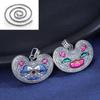 Mañana candado de larga vida plata pura 999 vintage doble cara Peonía Loto candado rico candado Ruyi collar