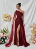 Vestido de Noche Transfronterizo de Lentejuelas de un Solo Hombro con Tiras de Malla y Diseño de Abertura Alta para Fiestas Nocturnas y Actuaciones en Escenario