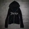 Jaqueta de Strass Estilo Europeu e Americano, Cardigan Moletom Vintage com Zíper e Letras, Novo Moletom Transfronteiriço, Atacado Transfronteiriço Europeu e Americano