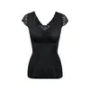 Nueva Camisola de Encaje Patchwork con Cuello en V para Primavera y Verano para Mujer, Top Base Moldeador Estilo Coreano Adelgazante