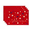 La Serie más Vendida de Temu para el Día de la Independencia Estrella Patrón Patriótico Lino Estampado Decoración de Mesa Tela Manteles Individuales Manteles Individuales Estilo Occidental