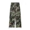 Pantalones Cargo Camuflaje con Múltiples Bolsillos y Cordón, Estilo Streetwear Americano Unisex Versátil