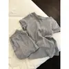 Novo Estilo de Pijama de Verão Ins para Mulheres, Shorts de Manga Curta, Parte de Baixo Cinza, Estampa Pequena de Cereja, Conjunto de Roupa de Casa Estilo Coreano para Meninas