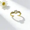 Anillo Abierto de Cobre Chapado Color 18K Zirconia Conserva Color de Venta Caliente Transfronterizo para Mujer, Joyería de Anillo Versátil Simple de Moda al por Mayor